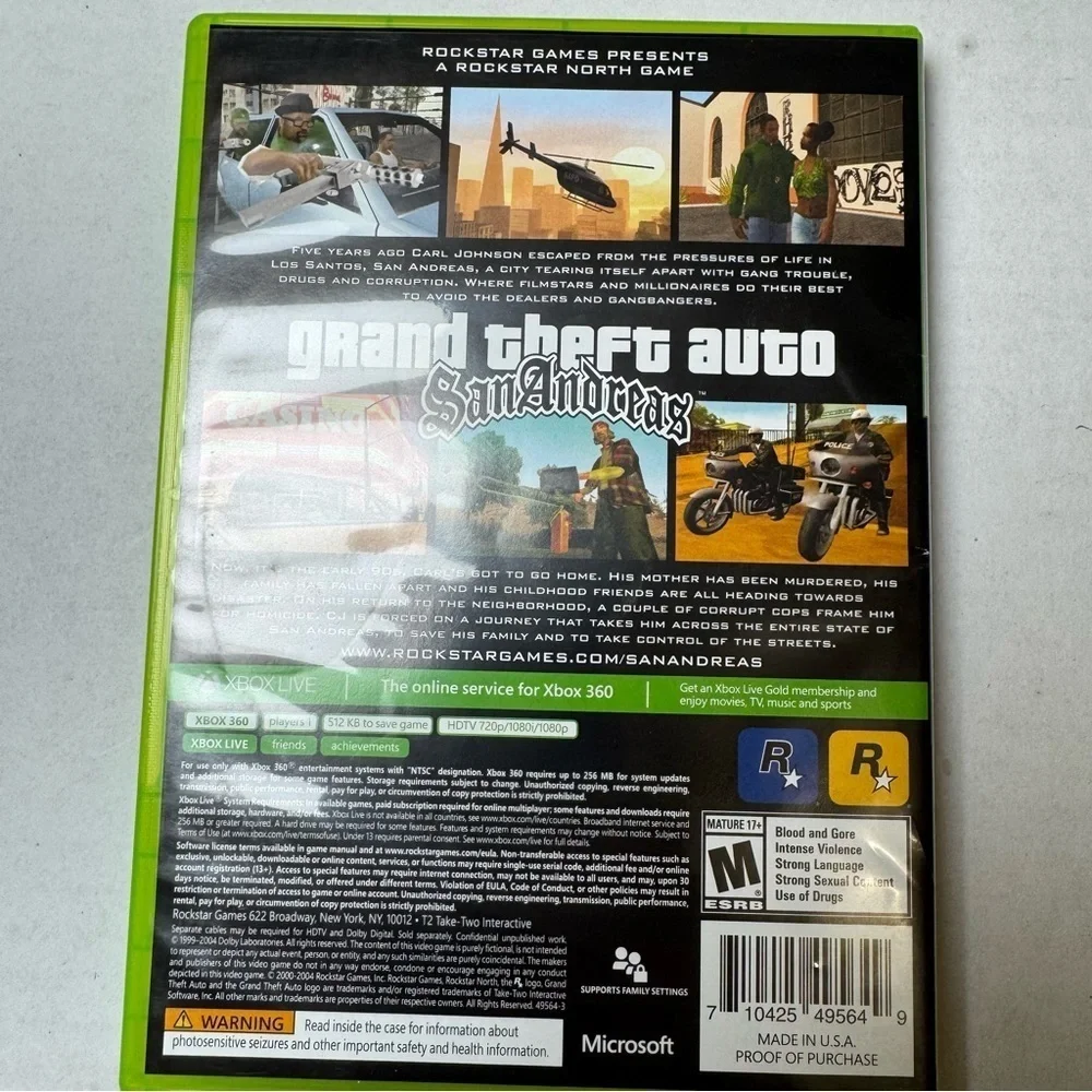 Grand Theft Auto: San Andreas - Platinum Hits (Xbox 360, 2015) Online manual